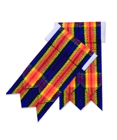 Kilt Flashes for Men with Heavy Buckle Adjusters, Plain & Highland Tartan Kilt Hose Flashes. Rainbow