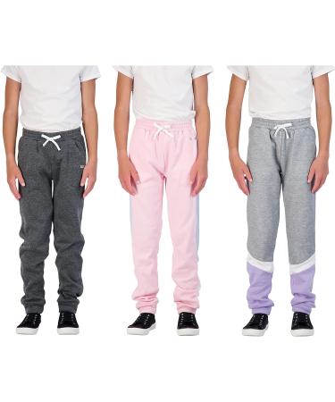 Hind 3-Pack Girls Sweatpants - Active Fleece Jogger Pants for Girls Athletics 14-16, Heather-Light Pink-Charcoal - Buy Online on GoSupps.com