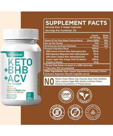 KetoZest ACV BHB Capsules 1600mg for Advanced Weight Loss - 120 Capsules - Buy Online on GoSupps.com
