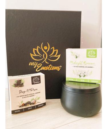my Emotions Ellegance Gift Set Gift Box with 2 Handmade Natural Soaps and a Soy Wax Candle with Jasmine Essential Oil - Buy Online on GoSupps.com