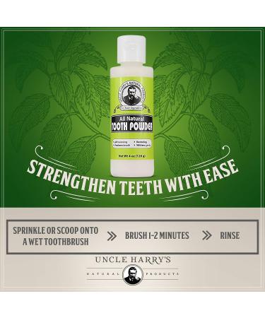 Uncle Harry's Remineralizing Tooth Powder - Natural Enamel Support & Whitening | Sensitive Teeth & Gum Health | Fresh Breath | Peppermint 4oz - Buy Online on GoSupps.com