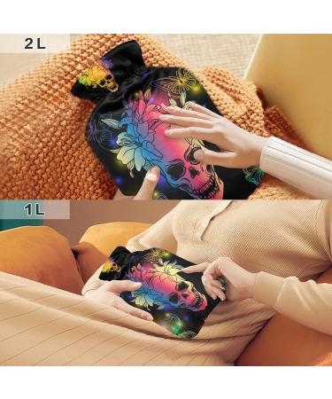 Colorful Skull Hot Water Bottle with Cover - 2L Heating Bag for Pain Relief & Menstrual Cramps - Buy Online on GoSupps.com