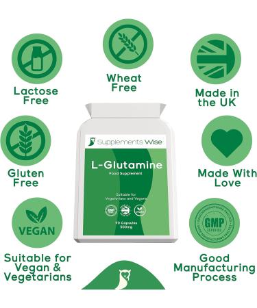 L-Glutamine Capsules 500mg - Muscle Strength & Recovery Amino Acid Supplement for Gut Health - Sugar & Alcohol Craving Relief - 90 Count - Buy Online on GoSupps.com