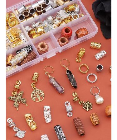 EBANKU 184PCS Dreadlock Hair Jewelry Set - Charms, Beads, Clips for Braids - Women's Crystal & Gold Accessories - Buy Online on GoSupps.com