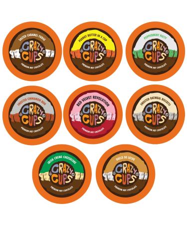 Crazy Cups Seasonal Premium Hot Chocolate Single Serve Cups for Keurig K Cup Brewers Variety Pack Sampler, 20 Count Hot Chocolate Variety Pack 1 Count (Pack of 20)