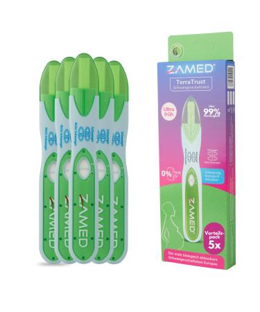 ZAMED - pregnancy test early test 5 Pack I 99% accuracy i fast result I 10 Miu ml i 99% biodegradable - Europe -wide first ecological and sustainable pregnancy test 5 Set
