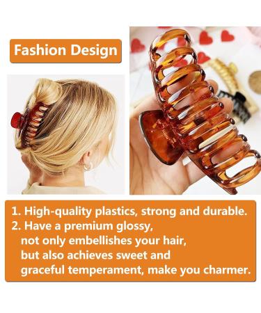 3-Pack Large Plastic Hair Claw Clips for Thick Hair - Vintage Slide-Resistant Accessories in Black Brown & Clear Crystal - Buy Online on GoSupps.com