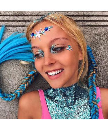 Stars Moon Face Gems Jewels Stick on Face Makeup Eyes Gems Crystal Rhinestones Sticker Gift for Women Accessories Costume Temporary Tattoos