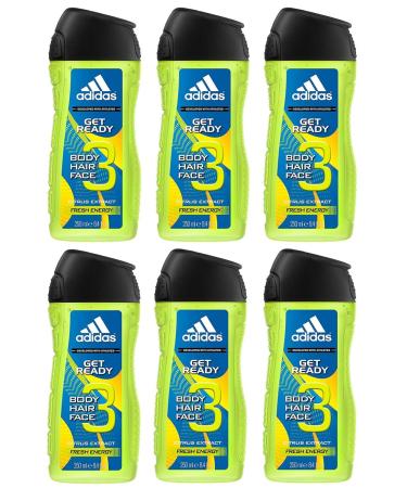 adidas Get Ready 3-in-1 Shower Gel - Sparkling Citrus Fragrance for Body Hair & Face | pH-Friendly | 250 ml - International Shipping Available - Buy Online on GoSupps.com