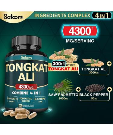 Satoomi Tongkat Ali 4300mg - 90 Vegan Capsules for Men | Premium Quality Supplement - Buy Online on GoSupps.com
