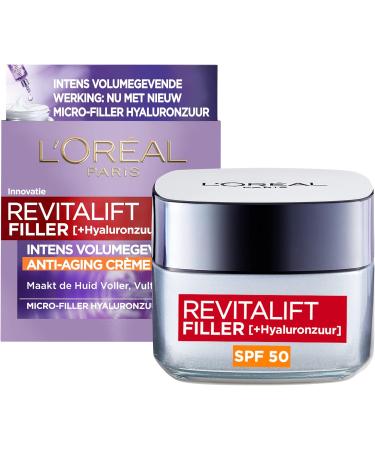 L'Or al Netherlands BV LOr al Paris Revitalift Filler AntiAging Day Cream with Hyaluronic Acid and SPF 50 This day cream fills wrinkles lines and crows feet Gives the skin more volume and firmness 50ml - Buy Online on GoSupps.com