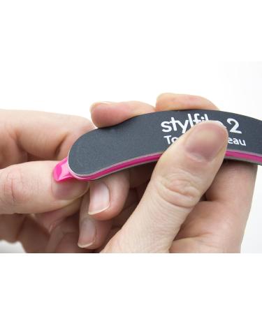 StylFile 6-Pack Curved Nail File with 240/400 Grit for Manicures - Professional 3-in-1 Emery Boards for Nails with Cuticle Pusher Under-Nail Skimmer - Premium Nail Products and Nail Essentials - Buy Online on GoSupps.com