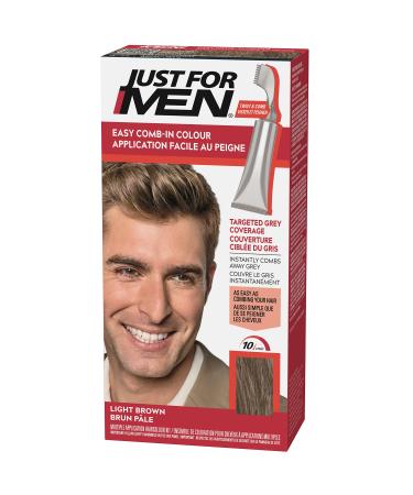 Just For Men Easy Comb-In Color Hair Coloring for Men with Comb Applicator - Light Brown A-25