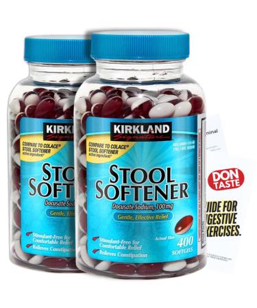 Kirkland Signature Stool Softener Docusate Sodium 100 Mg 800 Softgels/2Bottle Don Taste Guide for Digestive Exercises