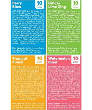 Nuun Energy Caffeine B Vitamins Ginseng Electrolyte Drink Tablets - 40 Count Mixed Flavors (Pack of 4) - Buy Online on GoSupps.com