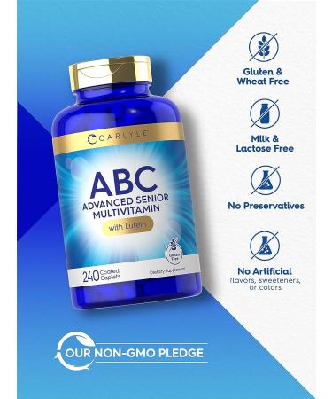Carlyle Senior Multivitamin 240 Tablets with Lutein & Lycopene | ABC Advanced Supplement | Non-GMO Gluten Free | Men & Women Over 60 - Buy Online on GoSupps.com