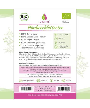 Jovitea Bio Raspberry Leaf Tea Set | 100% Natural Pregnancy Tea | 2x 80g | Ideal for Birth Preparation - Buy Online on GoSupps.com