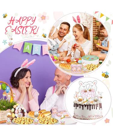 24Pcs Stand Up Easter Cake Toppers Edible Cake Decorations Happy Easter Bunnies Eggs Cupcake Toppers Wafer/Rice Paper Cake Toppers Decoration Dessert Toppers for Kids Birthday Easter Party Decorations - Buy Online on GoSupps.com