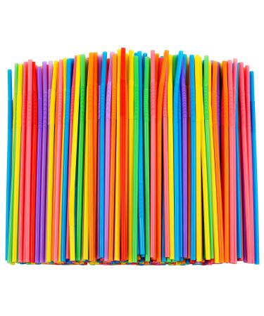 300 Pcs Colorful Flexible Plastic Straws, BPA-Free Disposable Bendy Straws, 10.2