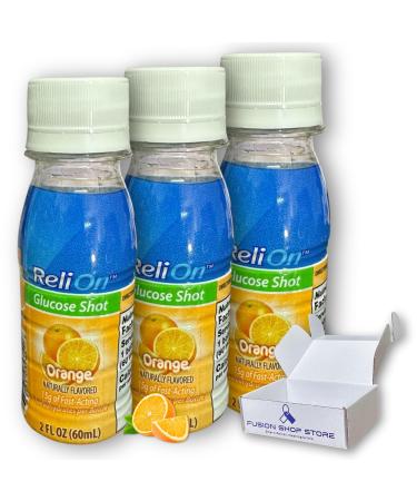 Glucose Shots Liquid- Orange Flavor (Pack of 3) Boxed by Fussion Shop Store