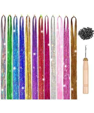 Jinlaili Colorful strands of hair hair parts hair extensions braided 12 pieces of colorful hair extensions especially wigs extensions rainbow hair strands colorful strands of hair for women girls