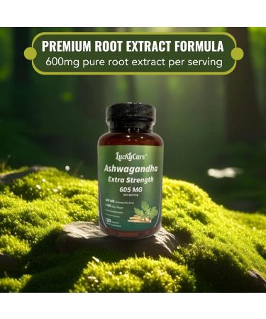 Luckycare Ashwagandha Capsules 600mg Extra Strength Root Extract with Black Pepper Vegan Non-GMO Supplement Made in USA 120 Capsules - Buy Online on GoSupps.com