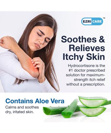 EzriCare Hydrocortisone Cream with Aloe Vera - 1% Anti-Itch Relief for Rash, Allergy, Psoriasis, Eczema - 1.05 oz - 4 Pack - Buy Online on GoSupps.com