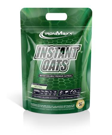Ironmaxx Instant Oats oatmeal - neutral 2000g bag |Natural vegan Weightgainer |Low Sugar & free of preservatives neutral 2 kg (1 Pack)