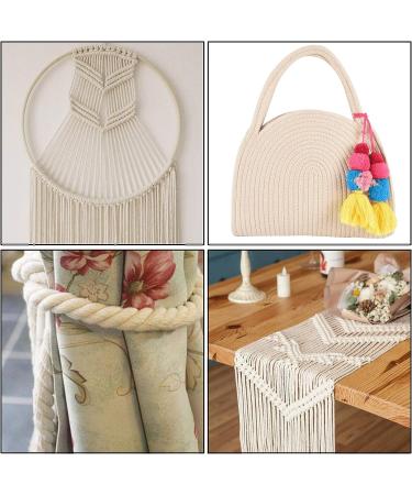 HDviai Natural Unbleached Macrame Cord - 4 Strand Twisted Cotton Rope - 8mm x 20 Yards - DIY Craft Making & Wall Hanging - White - Buy Online on GoSupps.com