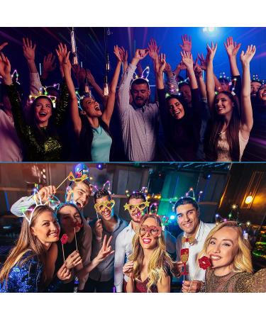 Janinka LED Cat Ears Headband 30 Pcs Light up Rabbit Ear Unicorn Hair Accessories for Women & Girls - Halloween & Christmas Party Supplies - Yellow Purple - Buy Online on GoSupps.com
