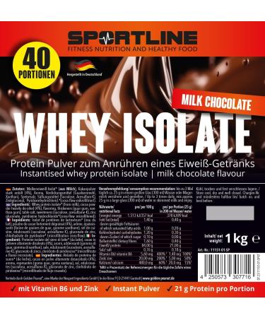 Sportline Whey Isolate 1kg - Milk Chocolate Protein Powder | 84% Protein Content | Instant Gain & International Shipping - Buy Online on GoSupps.com
