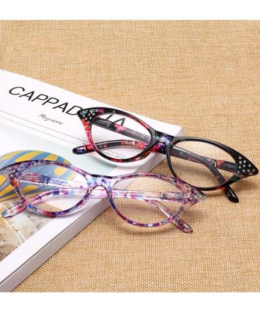 TBHOME 4 Pack Ladies Cat Eye Reading Glasses - Spring Hinge Rhinestones Lightweight Frame | 1.5 Magnification - Buy Online on GoSupps.com