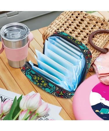 Shop Mandala-Green Menstruation Pad Bag with Zipper | Stylish Women's Napkin & Tampon Bags | Eco-Friendly & Psychedelic Design - Buy Online on GoSupps.com