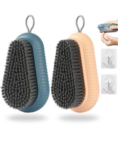 Nail Brush for Cleaning Fingernails Scrub Brush,Heavy Duty Nail Cleaning Brushes with Self-Stick Hook,Durable Stiff Bristles Hands Toes Cleaner Brushes for Men Women Gardener Mechanics-2Pcs