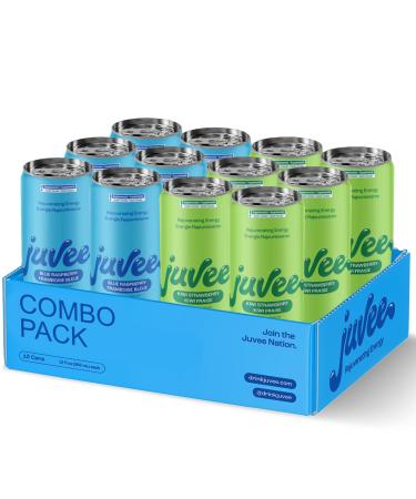 Juvee Rejuvenating Sugar Free Energy Drink Blue Raspberry + Kiwi Strawberry Taurine Vitamin B12 Vitamin B6. 128 Mg Of Caffeine. L-Theanine For Mood Support. Panax Ginseng For Focus. Vitamin C For Immune Support. Gluten Free 12 Fl Oz (Pack of 12) Variety P