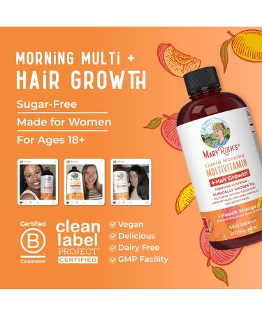 MARYRUTH'S Liquid Multivitamin+Hair Growth | Biotin 10000mcg | Lustriva Hair Growth Supplement | Clinically Tested in Women for Thicker Hair&Facial Wrinkle | Skin Care | Ages 18+ | 15.22 Fl Oz Peach Mango 15.22 Fl Oz (Pack  - Buy Online on GoSupps.com