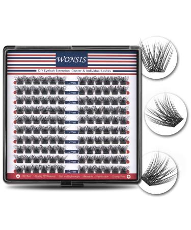 WONSIS Lash Clusters  DIY Eyelash Extension  120 Mini Lightweight Clusters Individual lashes  Wispy Soft Reusable Artificial Natural Look for Cluster Lash  C Curl False Eyelashes for Home Use (Fluffy-12mm) 120 Clusters-F... - Buy Online on GoSupps.com