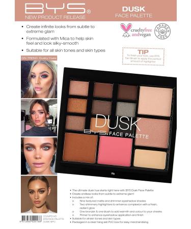 Shop BYS Dusk Face Palette | Ultimate Smokey Look - 9 Eyeshadows Highlights Bronzer & Blush - International Shipping - Buy Online on GoSupps.com