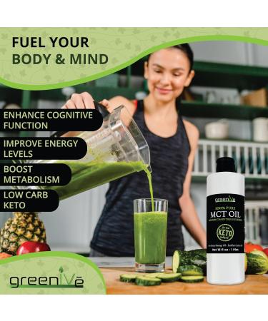 GreenIVe MCT Oil 100% Pure C8 C10 Caprylic Capric Acid Non-GMO Keto Paleo Bulletproof Coffee Creamer Energy Fuel Carrier Oil Skin Hair Massage Oil Fractionated Coconut Oil Alternative 16 fl oz 16 Fl Oz (Pack of 1) - Buy Online on GoSupps.com