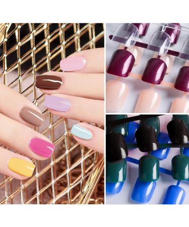 912 Colorful Short False Nails Square EBANKU | Full Cover Acrylic Press on Nails for Women Girls | DIY Nail Art (38 Colors) - Buy Online on GoSupps.com