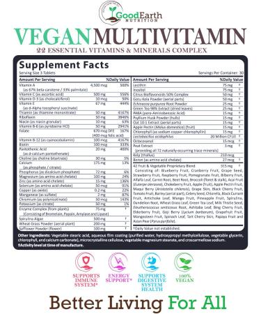 Vegan Multivitamins for Men & Women - Complete Daily Supplement with Vitamins A, B Complex, C, D3, Zinc, Magnesium, Spirulina, Antioxidants - Includes Proprietary Fruit & Vegetable Blend - Buy Online on GoSupps.com
