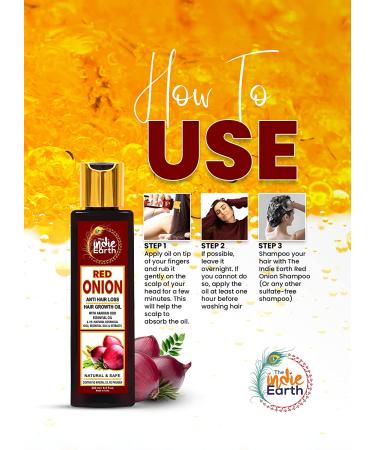 Indie Earth Red Onion Oil for Hair Loss - Argan, Jojoba & Rosemary - 200ml - Buy Online on GoSupps.com