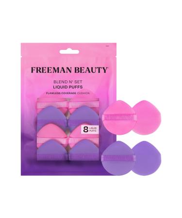 Freeman blend n 'Set Liquid Puff Set Cushion Makeup Puffs for Liquid & Cream Foundation Concealer Blush & Highlight Round Puff for Makeup Blending with Finger Band Vegan & Cruethy-Free 8 Count