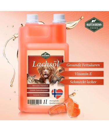 Martenbrown 1L Norwegian Premium Salmon Oil for Dogs Horses & Cats | Fish Oil for Dry & Canned Food | BARF Oil - Buy Online on GoSupps.com