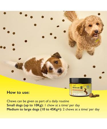 Rescue Natural Dog Calming Chews with Botanicals - Soothing Support for Separation, Fireworks, Storms & Travel - Buy Online on GoSupps.com