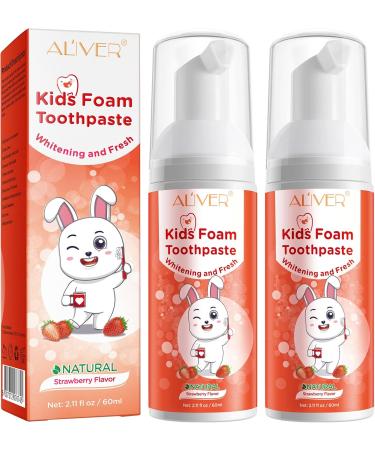 Kids Toothpaste Foam Low Fluoride Toothpaste for U-Shaped Toothbrush Natural Healthy Toothpaste for Kids Ages 3 and Up 2 Pack Strawberry - Buy Online on GoSupps.com