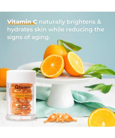Qtamin Vitamin C Face Serum Capsules - Moisturizing & Anti-Aging Formula (30 Count) - 1oz Bottle - Buy Online on GoSupps.com