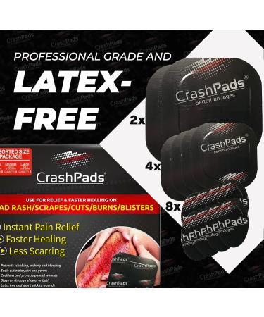 CrashPads Adhesive Bandages for Road Rash & Burns - 14pcs Assorted Sizes in Raspberries (Roadrash Dressing) - Buy Online on GoSupps.com