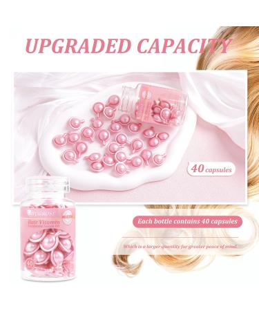 40pcs Hair Treatment Serum Oil Capsules - No Rinse Moisturizing Haircare with Rosa Rugosa Jojoba & Macadamia - Leave-in Anti Frizz Conditioner with Vitamins A C E & B5 for Silky Smooth Hair - Buy Online on GoSupps.com