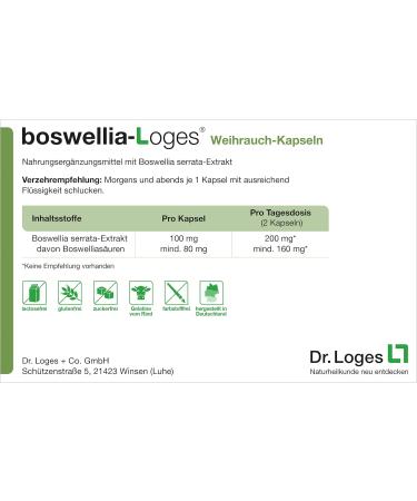 Boswellia-Loges Frankincense Capsules - 60 Highly Concentrated & Bioavailable Capsules for Joint Health - International Shipping Available - Buy Online on GoSupps.com